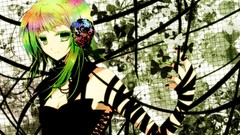 Green eyes green hair