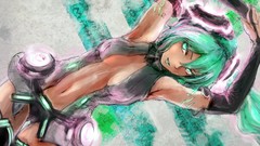 Green eyes hatsune miku vocaloid green hair miku append 