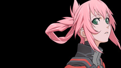 Green eyes pink hair