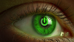 Green eyes power button
