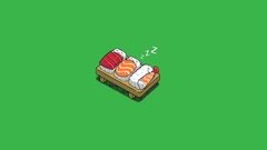 Green fish sleeping sushi blanket funny rice