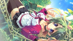 Green hair Anime skyscapes