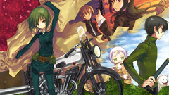 Green hair black Anime