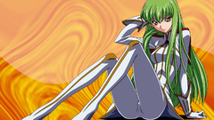 Green hair golden eyes