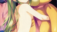 Green hair lolicon striped