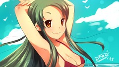 Green hair the melancholy of haruhi suzumiya bikini Tsuruya 