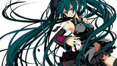 Green hair twintails purple