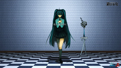 Green hair twintails vocaloid