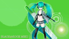 Green hatsune miku vocaloid black rock shooter heterochromia 