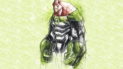 Green Lantern superheroes minimalistic artwork fantasy art