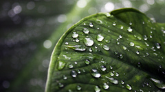 Green leaf water drops