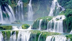 Green moss waterfalls