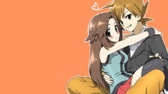 Green orange Anime Pokemon blush anime girls brown eyes anime 