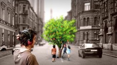 Green Photoshop artwork save earth