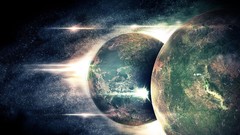 Green planets outer space artwork upscaled