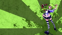 Green tie glasses thigh