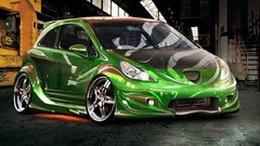 Green tuning cars 3d Hulk (comic character) Opel Corsa
