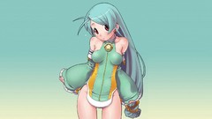 Green woman Anime Simple Background Verde far-c