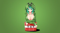 Green woman Anime sitting minecraft smiling anime girls green 
