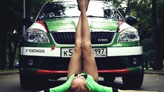 Green woman cars Russia legs Škoda