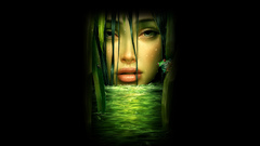 Green woman faces black