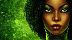 Green woman fantasy paintings