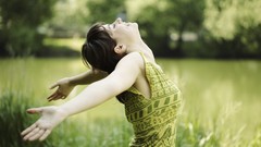 Green woman freedom grass