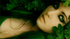 Green woman leaves eye