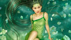 Green woman roses Turquoise digital art teen digital 