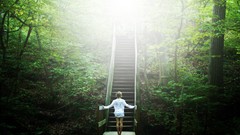 Green woman stairways