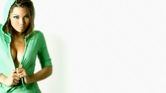 Green woman white background boobs kim flemming