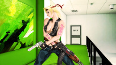 Green Women Guns weapons