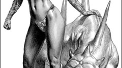 Greyscale woman monochrome drawings