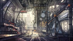 Grid industry railing machinery interior design concept art 