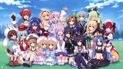 Groups Anime glasses dress tie Neptune ram red eyes blondes 