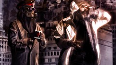 Groups gas masks digital art romantically apocalyptic Vitaly S 