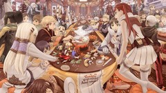 Groups Holidays food sleeping glasses Chibi red eyes blondes 