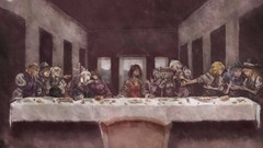 Groups room woman food wings dress Tables tie paintings hats 