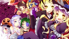 Groups wings Halloween anime girls yellow eyes touhou animal 