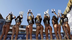 Groups woman ass Competition blondes brunettes models bikini 