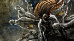 Grunge hollow skulls long hair bleach aizen sousuke villians