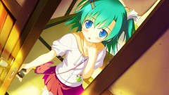 GT blush blue eyes short hair tsukasa green hair game cg thigh 