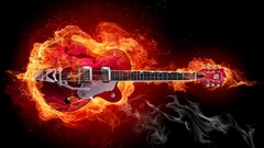 guitar 3d artwork fire musical instrument render cgi