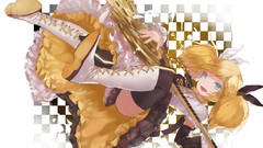 Guitars blondes vocaloid kagamine rin twintails thigh highs 