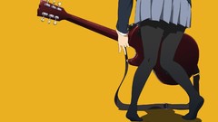 Guitars guitarists skirts anime girls back view school uniforms 
