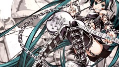 Guitars hatsune miku vocaloid green hair twintails