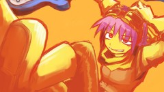 Guitars pink hair anime girls boots Simple Background FLCL 