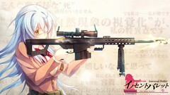 gun Women sniper rifle Barrett .50 Cal weapon Rifles blue hair