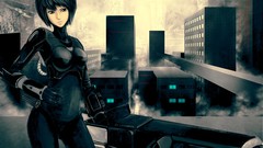 Guns Anime anime girls short hair black hair