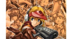 Guns Anime blondes anime girls blue eyes standing artwork boobs 